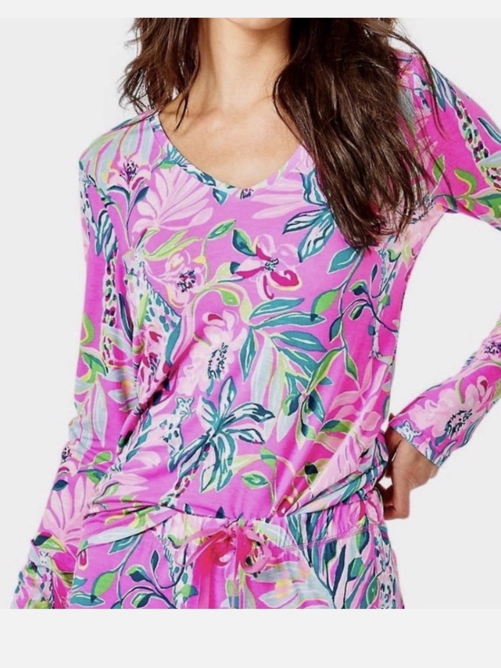 Lilly Pulitzer NWT PJ Knit Top; Plumeria Pink I’m Feline Fine
